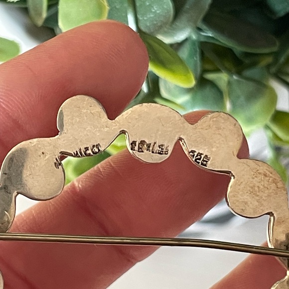 MEXICO 925 Sterling Silver Vintage Swirl Dome Pattern Round Brooch Pin - Picture 5 of 5